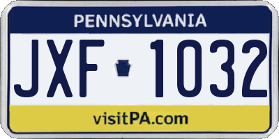PA license plate JXF1032
