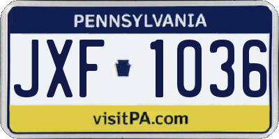 PA license plate JXF1036