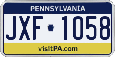 PA license plate JXF1058