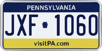 PA license plate JXF1060