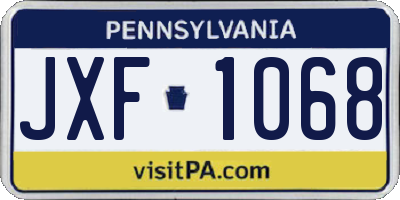 PA license plate JXF1068