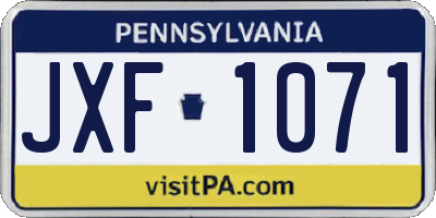 PA license plate JXF1071
