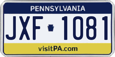 PA license plate JXF1081