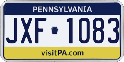 PA license plate JXF1083