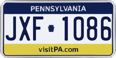 PA license plate JXF1086