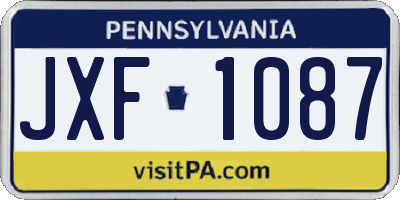 PA license plate JXF1087