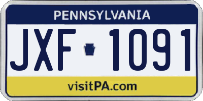 PA license plate JXF1091