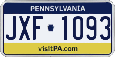 PA license plate JXF1093