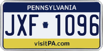 PA license plate JXF1096