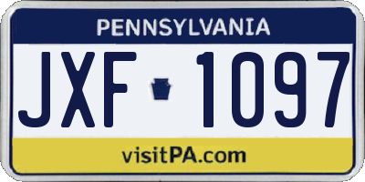 PA license plate JXF1097