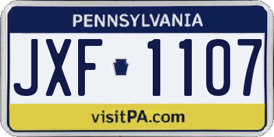 PA license plate JXF1107