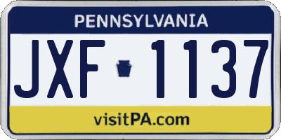 PA license plate JXF1137