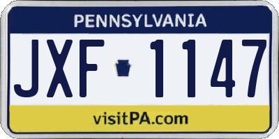 PA license plate JXF1147