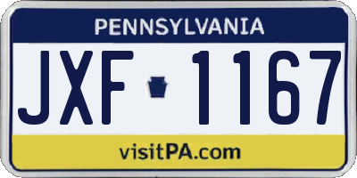 PA license plate JXF1167