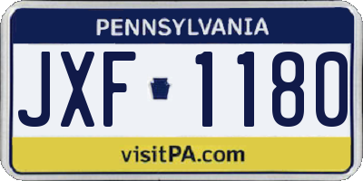 PA license plate JXF1180