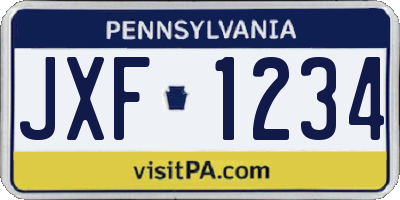 PA license plate JXF1234