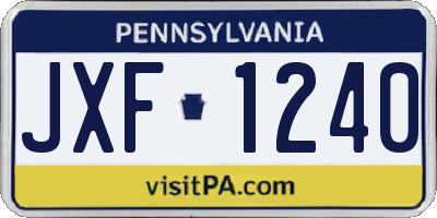 PA license plate JXF1240
