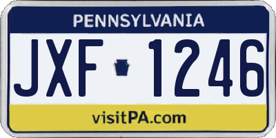 PA license plate JXF1246