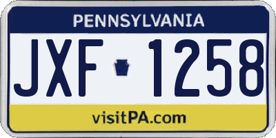 PA license plate JXF1258