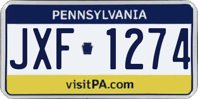 PA license plate JXF1274