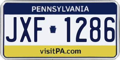 PA license plate JXF1286
