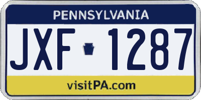 PA license plate JXF1287
