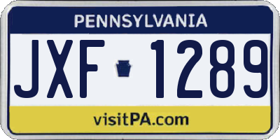 PA license plate JXF1289