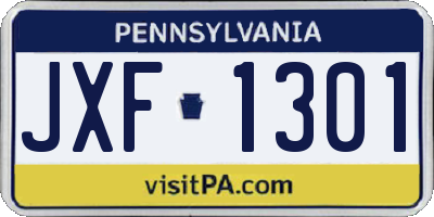 PA license plate JXF1301