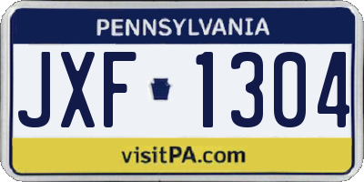 PA license plate JXF1304