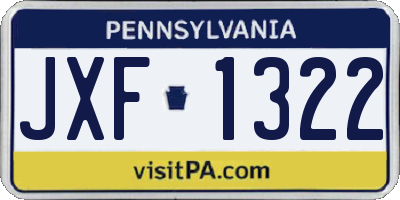 PA license plate JXF1322
