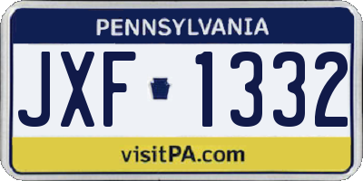 PA license plate JXF1332