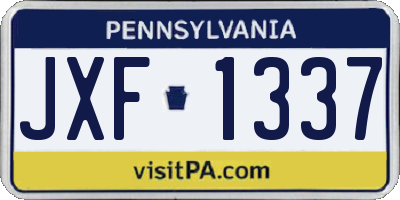 PA license plate JXF1337