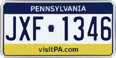 PA license plate JXF1346