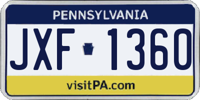 PA license plate JXF1360