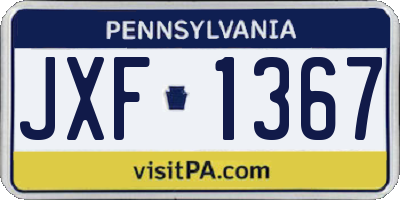 PA license plate JXF1367