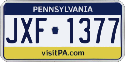 PA license plate JXF1377