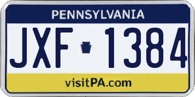PA license plate JXF1384