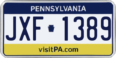 PA license plate JXF1389
