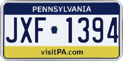 PA license plate JXF1394