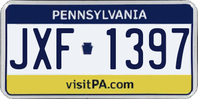 PA license plate JXF1397