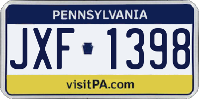 PA license plate JXF1398
