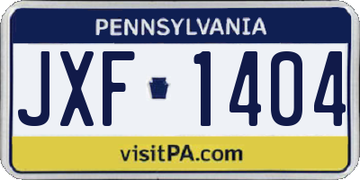 PA license plate JXF1404