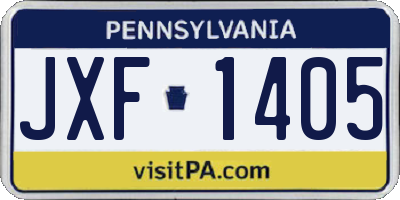 PA license plate JXF1405
