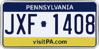 PA license plate JXF1408