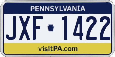 PA license plate JXF1422