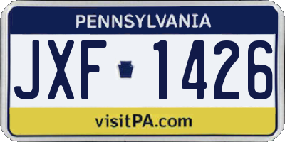 PA license plate JXF1426
