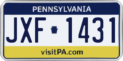 PA license plate JXF1431