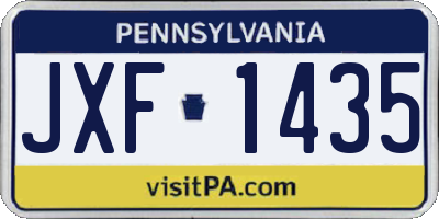 PA license plate JXF1435