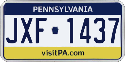 PA license plate JXF1437