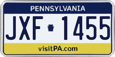 PA license plate JXF1455